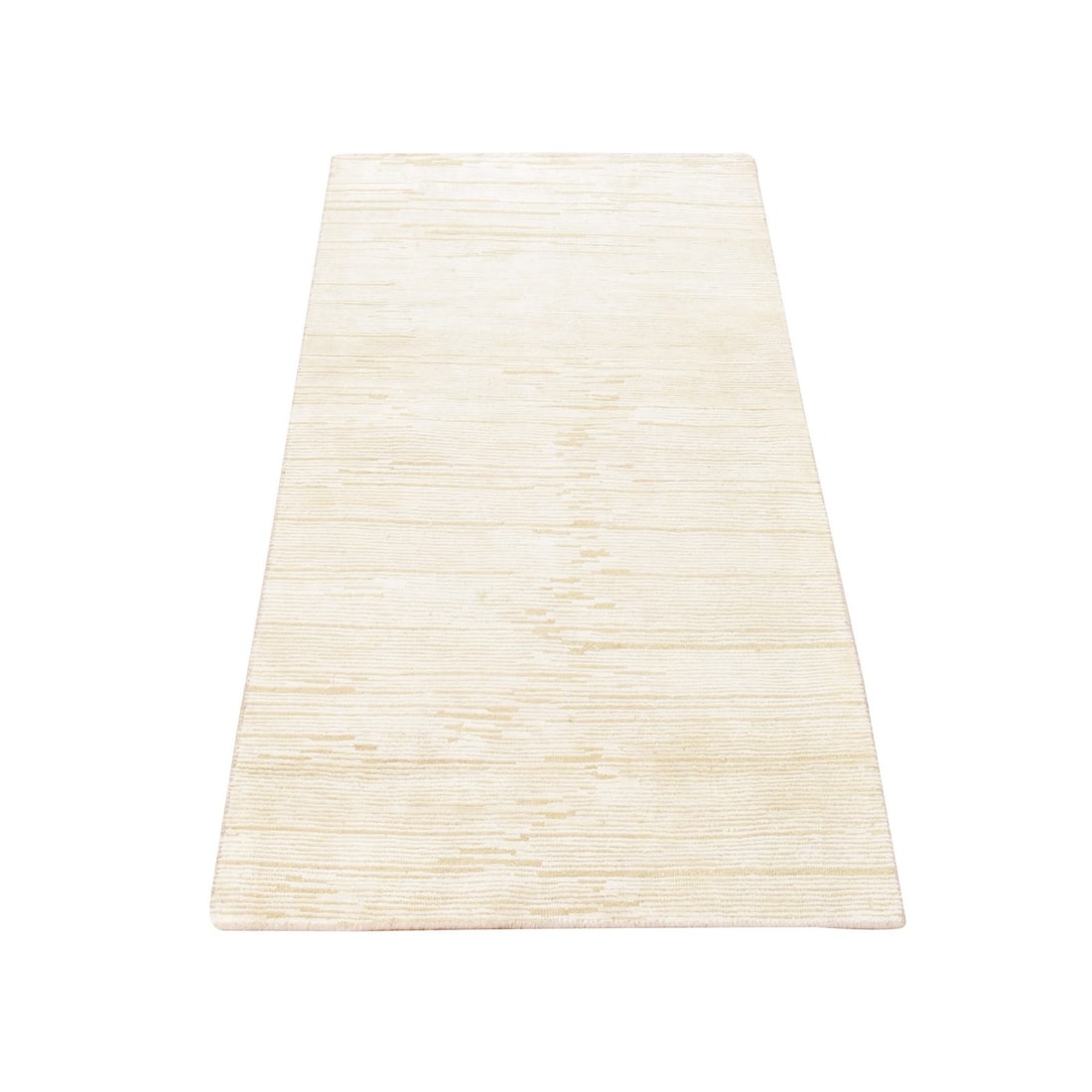 Hand knotted ivory textured wool oxidized modern runner 2'6"x4'8: Hand knotted ivory textured wool oxidized modern runner 2'6"x4'8 Hand-knotted wool rug with a unique ivory textured design, this 2'6"x4'8" runner features a striking striped pattern in a timeless orie