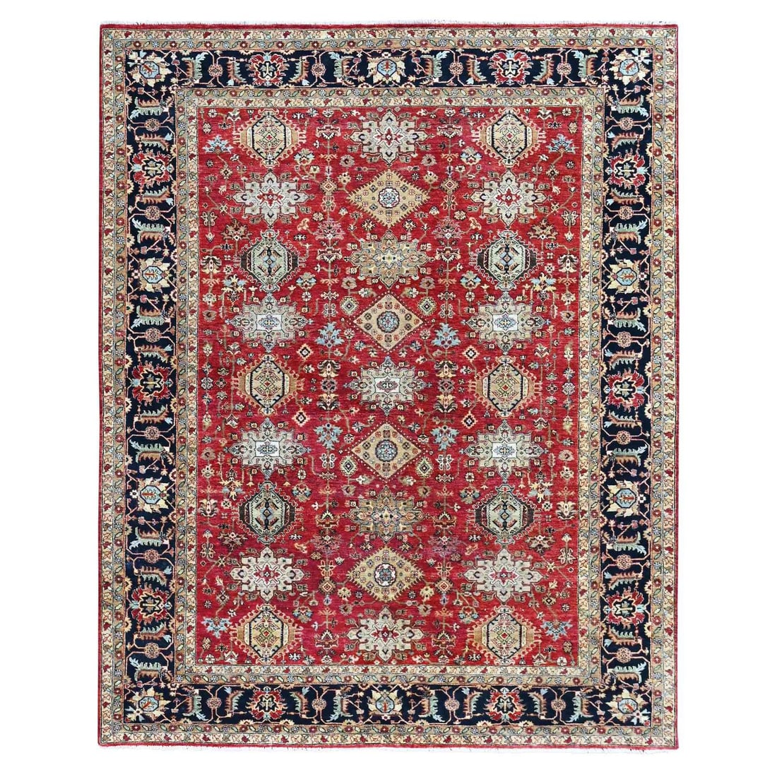 Hand Knotted Wool Rug 9'2"x12'1" Red Karjihooz Design Geometric Medallions (1 of 11)