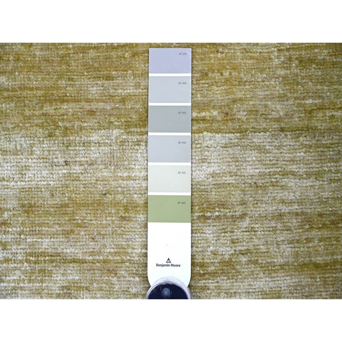 Hand Knotted Ghazni Wool Mat Green Square Pattern Solid Plain 2'10" 2'10 - 3