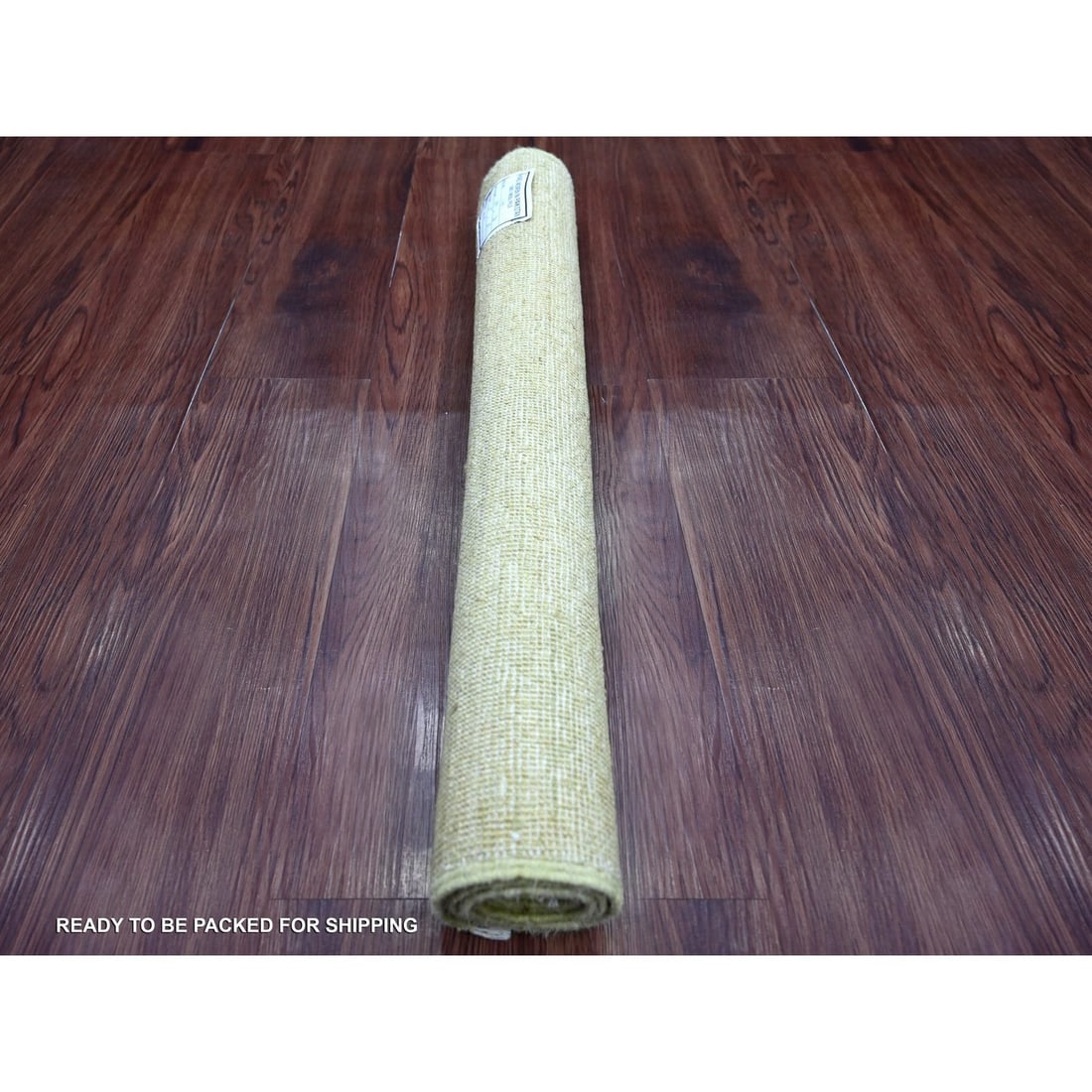 Hand Knotted Ghazni Wool Mat Green Square Pattern Solid Plain 2'10" 2'10 - 4