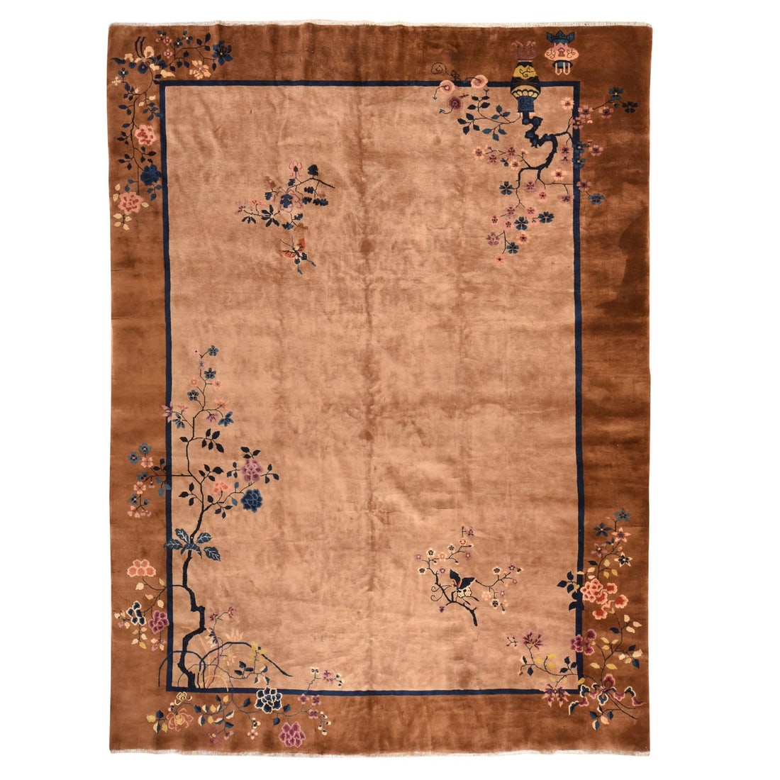 9'8"x13'1" Brown Antique Chinese Art Nouveau Hand Knotted Pure Wool Rug: 9'8"x13'1" Brown Antique Chinese Art Nouveau Hand Knotted Pure Wool Rug 9'8" x 13'1" Brown Antique Chinese Art Nouveau Hand Knotted Pure Wool Rug - A stunning piece of Chinese Art Nouveau, this hand-k
