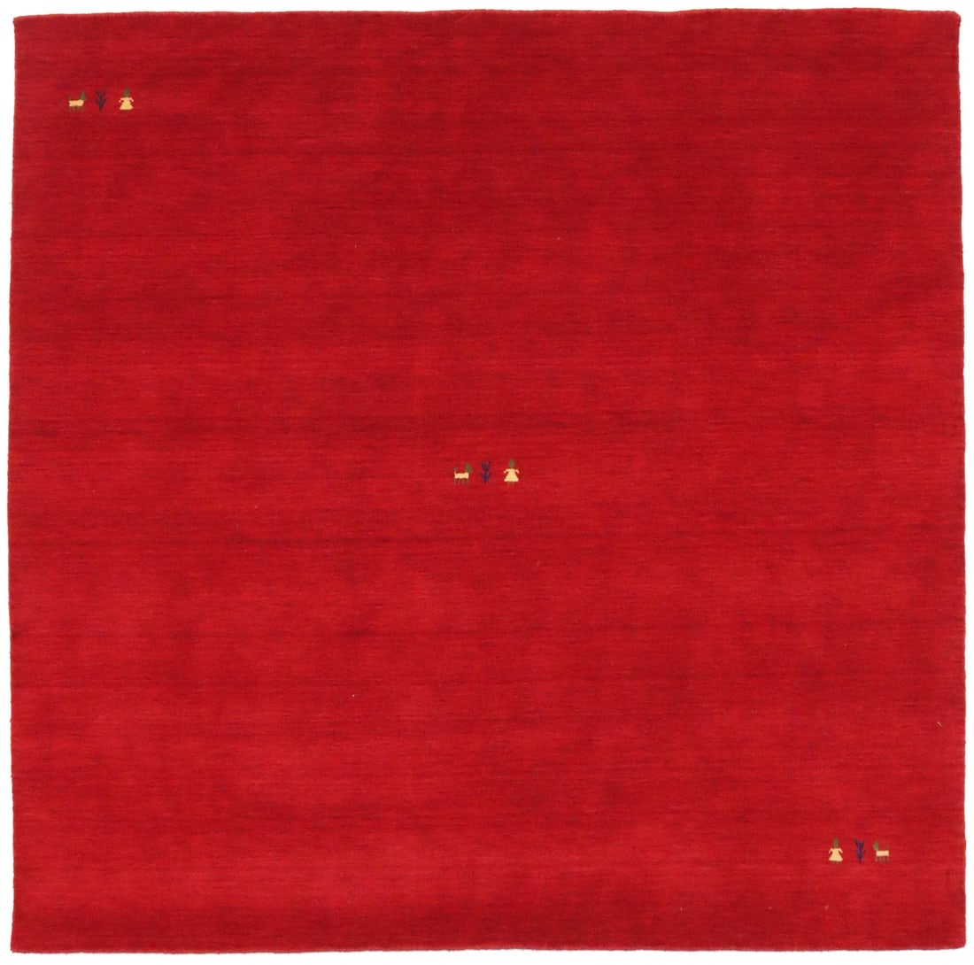 Modern Square Gabbeh Rug Pictorial Tribal Design Carpet For Kids Room 6X6 Ft Hand-Knotted: Modern Square Gabbeh Rug Pictorial Tribal Design Carpet For Kids Room 6X6 Ft Hand-Knotted Hand-knotted in wool, this 6x6 ft modern square gabbeh rug boasts a striking pictorial tribal design in a vibr