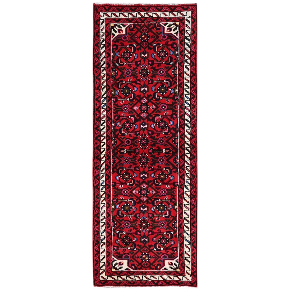 2'3"x6'5" Red Soft Wool New Zoroastrian Hand Knotted Runner Oriental Rug: 2'3"x6'5" Red Soft Wool New Zoroastrian Hand Knotted Runner Oriental Rug Red Soft Wool New Zoroastrian Hand Knotted Runner Oriental Rug boasts an all-over regional design in a vibrant red field, compl