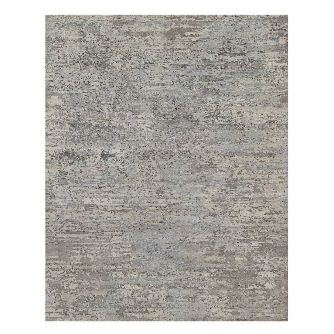 8'x10'2" Ivory Contemporary Pattern Hand Knotted Natural Undyed Wool Rug: 8'x10'2" Ivory Contemporary Pattern Hand Knotted Natural Undyed Wool Rug This stunning 8'0" x 10'2" hand-knotted wool rug boasts a beautiful, abstract Oriental design in a soothing ivory color, perfec