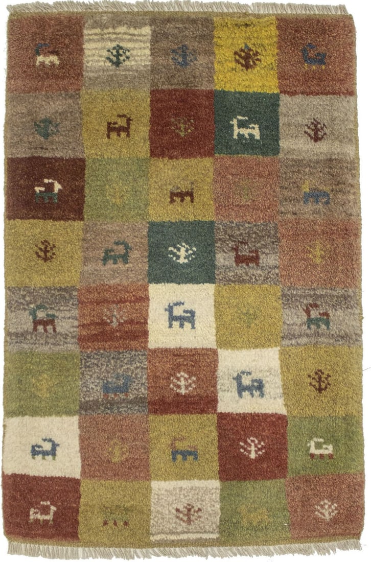 2X3 Hand-Knotted Multicolored Gabbeh Rug Plush Tribal Modern Kids Room Carpet Hand-Knotted: 2X3 Hand-Knotted Multicolored Gabbeh Rug Plush Tribal Modern Kids Room Carpet Hand-Knotted The 2X3 Hand-Knotted Multicolored Gabbeh Rug is a unique and eye-catching addition to any room, boasting a vi