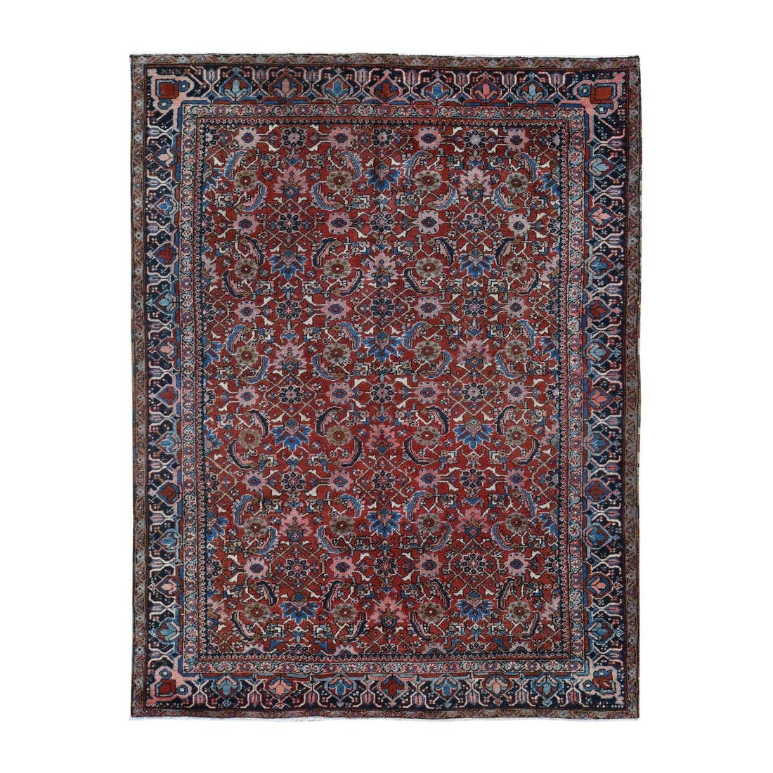 Pure Wool Clean Hand Knotted Red Antique Heris Zoroastrian 7'3"x9'7 (1 of 12)