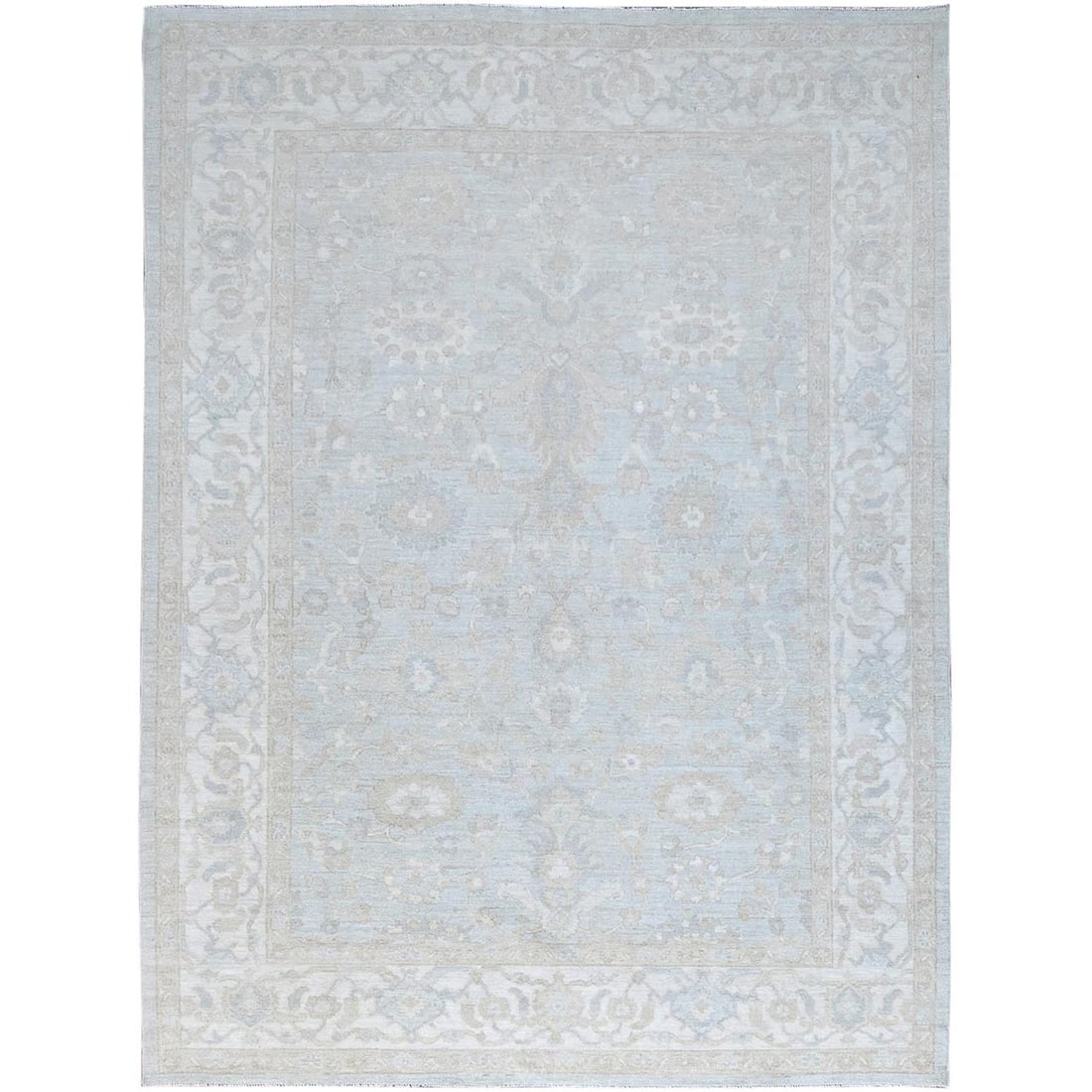 9'1"x12' Sterling Gray Hand Knotted Afghan Peshawar Wool Geometric Rug: 9'1"x12' Sterling Gray Hand Knotted Afghan Peshawar Wool Geometric Rug Sterling Gray Hand Knotted Afghan Peshawar Wool Geometric Rug measures 9'1" x 12' and features a unique geometric pattern in a ri
