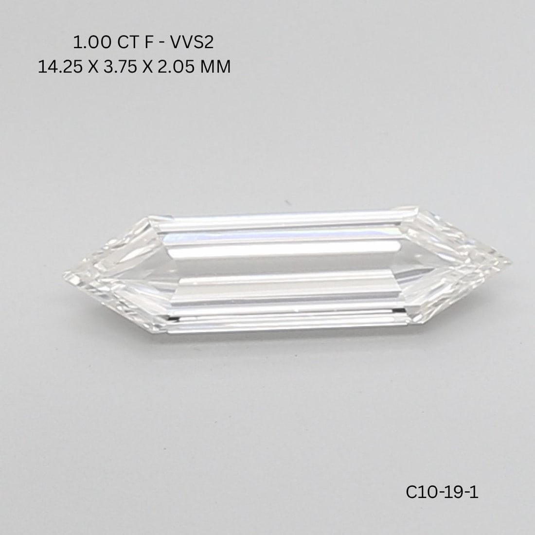 Hexagonal 1.0ct F VVS2 - Loose Lab Diamond: Hexagonal 1.0ct F VVS2 - Loose Lab Diamond Item Specifics: Source: This Is A Real Diamond Grown In A Lab Not Mined. Carat: 1.0 Cut: - Color: F Clarity: VVS2 Polish: GD Symmetry: GD Measurements: 14.25
