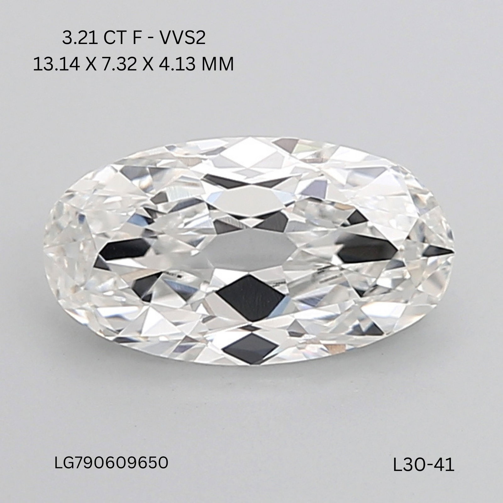 IGI Oval 3.21ct F VVS2 - Loose Lab Diamond: IGI Oval 3.21ct F VVS2 - Loose Lab Diamond Item Specifics: Source: This Is A Real Diamond Grown In A Lab Not Mined. Carat: 3.21 Cut: - Color: F Clarity: VVS2 Polish: EX Symmetry: EX Measurements: 13.1
