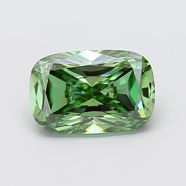 IGI Cushion Modified 2.51ct Fancy Vivid Green VVS2 - Loose Lab Diamond: IGI Cushion Modified 2.51ct Fancy Vivid Green VVS2 - Loose Lab Diamond Item Specifics: Source: This Is A Real Diamond Grown In A Lab Not Mined. Carat: 2.51 Cut: - Color: Fancy Vivid Green Clarity: VVS