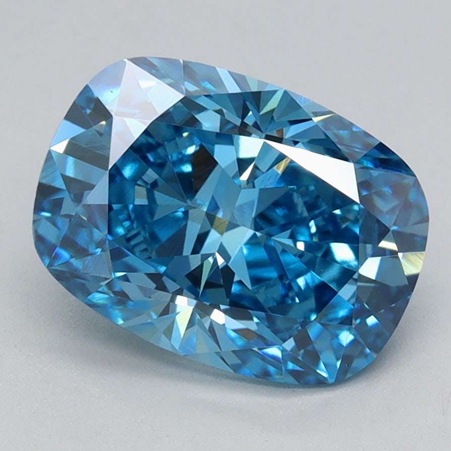 IGI Cushion Modified 1.9ct Fancy Vivid Blue VVS2 - Loose Lab Diamond: IGI Cushion Modified 1.9ct Fancy Vivid Blue VVS2 - Loose Lab Diamond Item Specifics: Source: This Is A Real Diamond Grown In A Lab Not Mined. Carat: 1.9 Cut: - Color: Fancy Vivid Blue Clarity: VVS2 Po