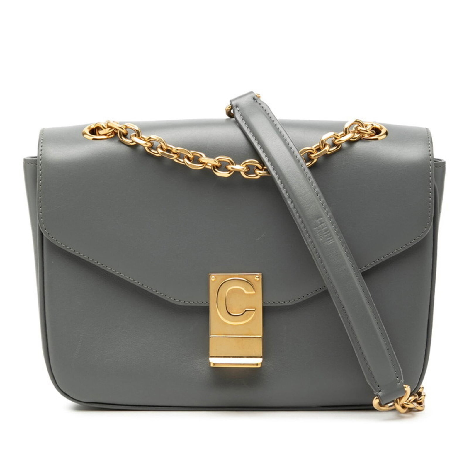 Shoulder Bag Leather Celine: Shoulder Bag Leather Celine Gray leather shoulder bag from Celine, measuring 16cm x 22cm x 6.5cm, with a classic design and timeless style. Made from high-quality leather, this bag features a sleek