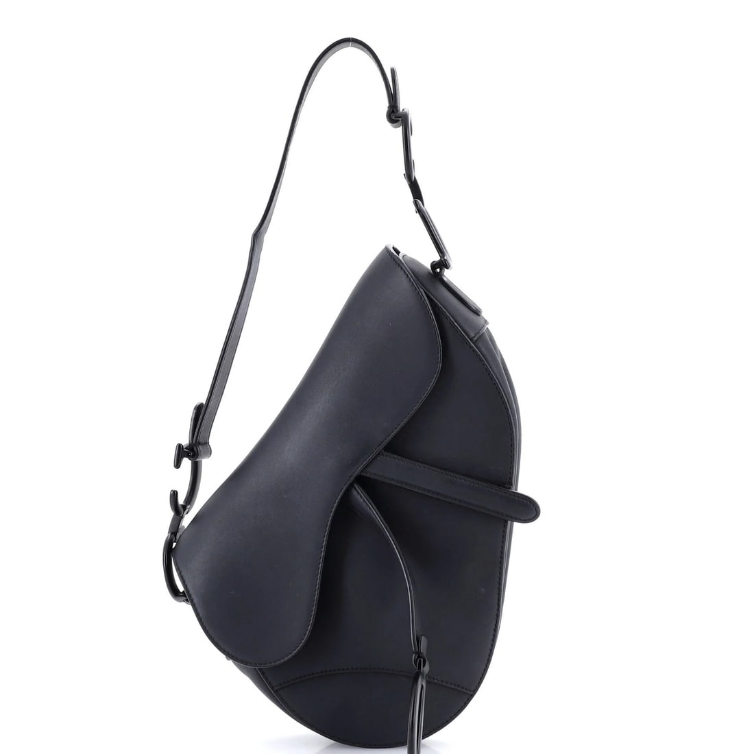 Christian Dior Ultra Matte Leather Saddle Handbag Medium: Christian Dior Ultra Matte Leather Saddle Handbag Medium Black Ultra Matte Leather Saddle Handbag with Medium Size. This medium-sized shoulder bag features a sleek ultra matte leather exterior in blac