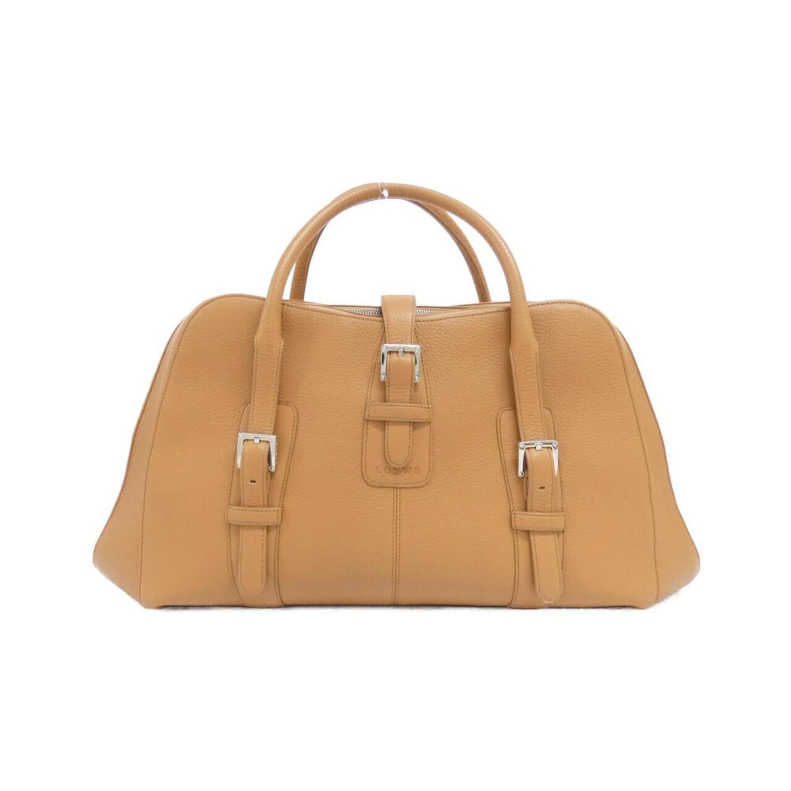Handbag Leather Handbag: Handbag Leather Handbag Light brown leather handbag with silver hardware, measuring 28cm x 54cm x 14cm, offering a classic and elegant design. The bag's light brown color and silver accents provide a 