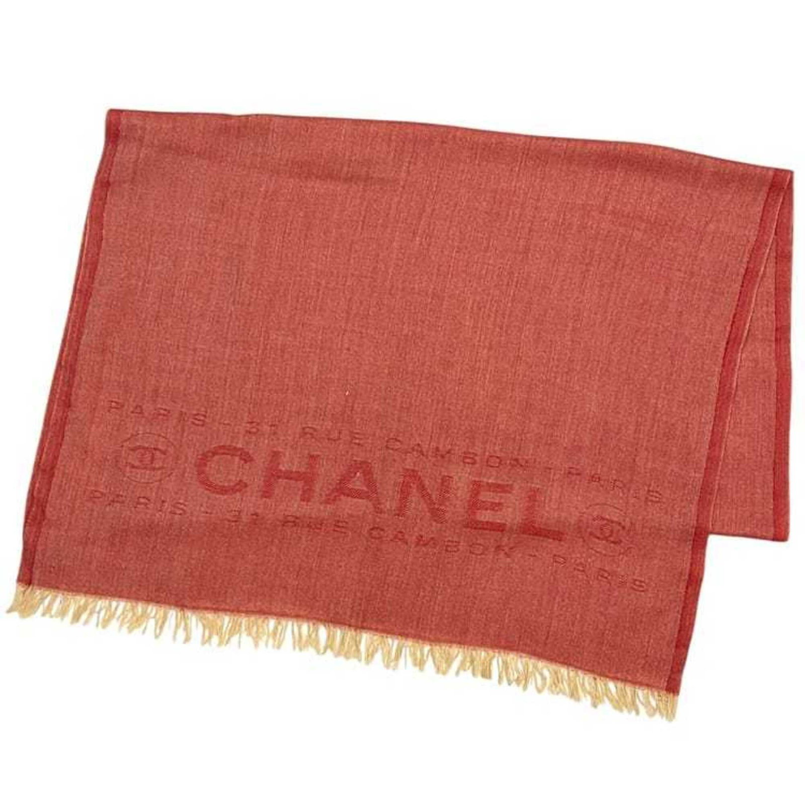 Cashmere Stole By Chanel: Cashmere Stole By Chanel Stole by the iconic French fashion house Chanel, this 2m x 71cm cashmere stole is a stunning piece of luxury. Made from the finest cashmere material, its striking red color