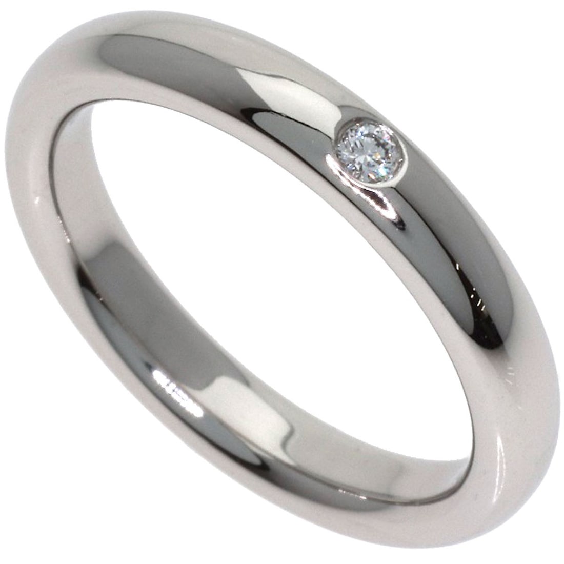 Tiffany&Co. Classic Band 1P Diamond Ring Platinum Pt950: Tiffany&Co. Classic Band 1P Diamond Ring Platinum Pt950 Platinum Pt950 Tiffany&Co. Classic Band 1P Diamond Ring, a timeless and elegant design, features a silver metal band and a diamond main stone,