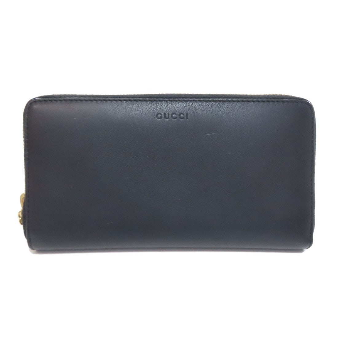 Nimfair 453158 Gucci Calf Long Wallet Bamboo Zip Around Coin Pocket: Nimfair 453158 Gucci Calf Long Wallet Bamboo Zip Around Coin Pocket Black calf leather long wallet with a coin pocket features a sleek bamboo zip around closure. This stylish accessory boasts a