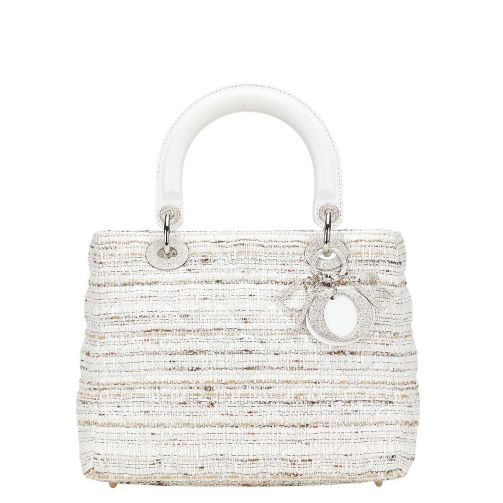 Canvas Leather Handbag Dior Christian: Canvas Leather Handbag Dior Christian Canvas and leather handbag from Christian Dior, featuring a multi-color design and white accents, with a size of 19cm x 24cm x 10.5cm. The bag comes with a dust