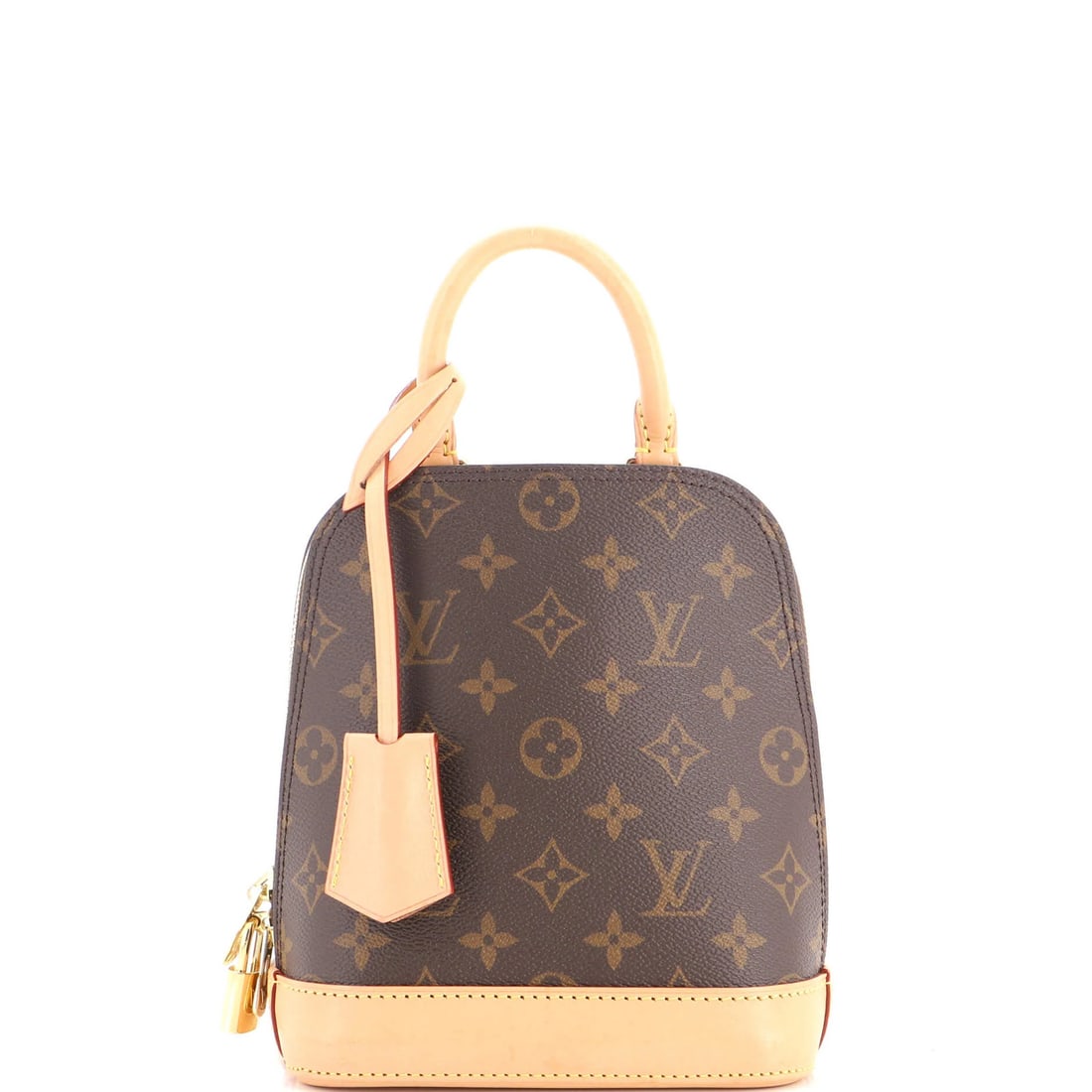 Canvas Backpack Monogram Louis Vuitton: Canvas Backpack Monogram Louis Vuitton Brown canvas backpack with a classic Louis Vuitton monogram design, featuring a gold clochette and extra strap for added convenience. The Alma backpack measures 