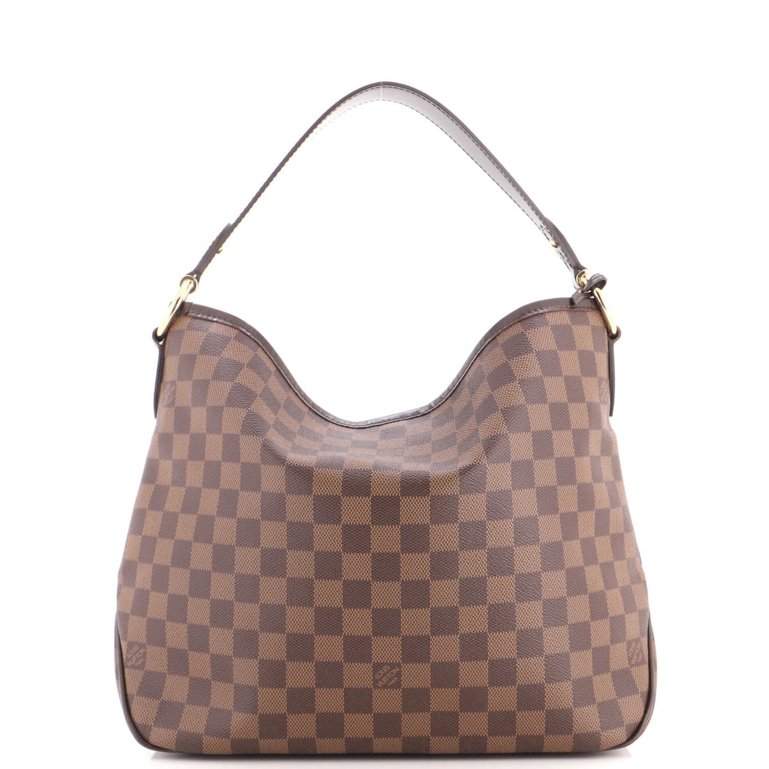 Damier Handbag NM Louis Vuitton Delightful: Damier Handbag NM Louis Vuitton Delightful Brown Damier PM canvas coated Louis Vuitton Delightful hobos handbag with heavy edge wear, scuffs, and minor creases, featuring scuffed and discolorated