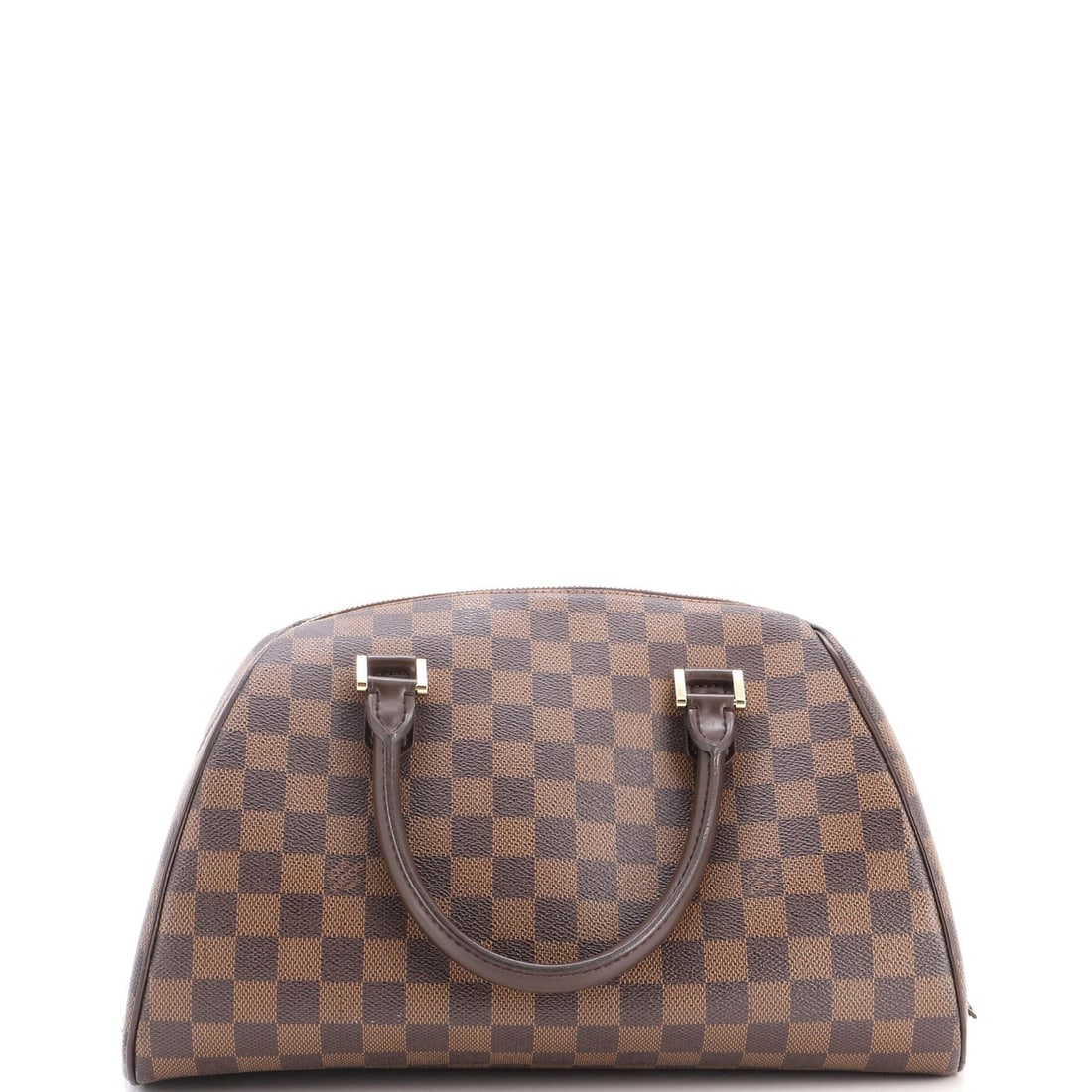Louis Vuitton Handbag Damier MM: Louis Vuitton Handbag Damier MM The Louis Vuitton Handbag Damier MM boasts a timeless design with a rich, brown canvas exterior and striking red interior. With its classic bowler style and gold