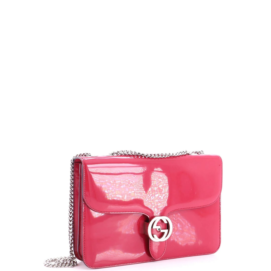 Patent Medium Gucci Interlocking Shoulder Bag - 2