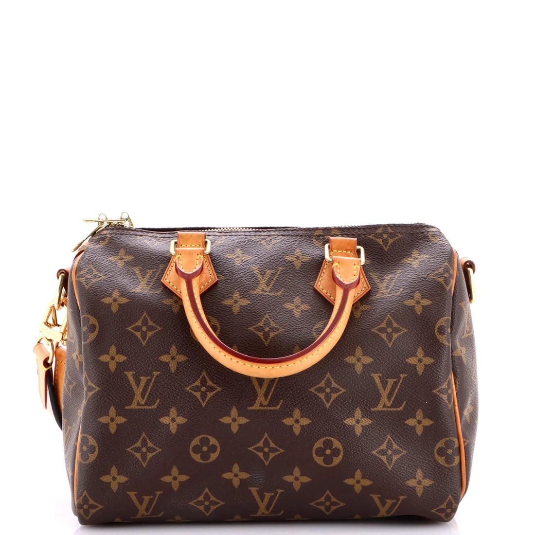 Speedy Bandouliere Bag 25 Monogram Canvas Louis Vuitton: Speedy Bandouliere Bag 25 Monogram Canvas Louis Vuitton Brown canvas coated Louis Vuitton Speedy Bandouliere Bag with 25 monogram canvas exterior, gold hardware, and extra strap for added