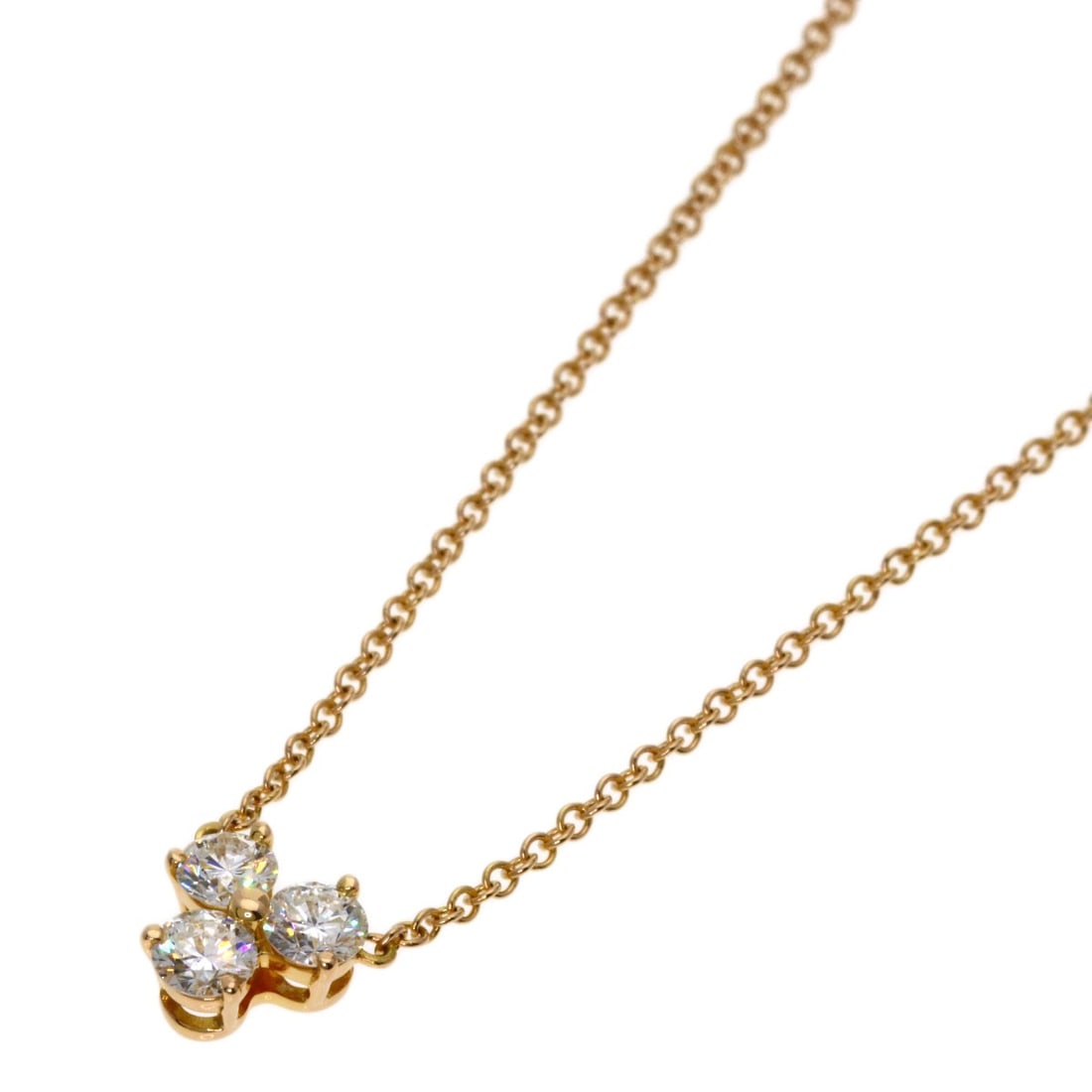 Diamond Necklace K18 Pink Gold Tiffany&Co Aria 3P: Diamond Necklace K18 Pink Gold Tiffany&Co Aria 3P K18 Pink Gold Tiffany&Co Aria 3P Diamond Necklace boasts a stunning gold metal exterior with a 15.7-inch length, featuring a prominent diamond as its