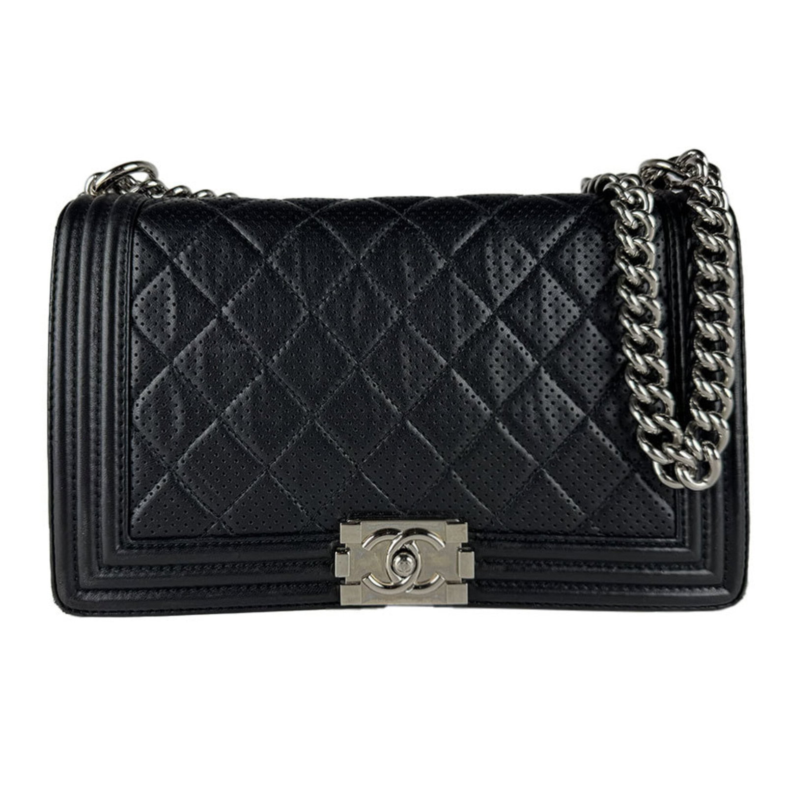 Shoulder Bag Leather Chanel: Shoulder Bag Leather Chanel Black leather shoulder bag from Chanel, made in France with a size of 17cm x 28cm x 4cm. This classic design features high-quality leather construction and a timeless