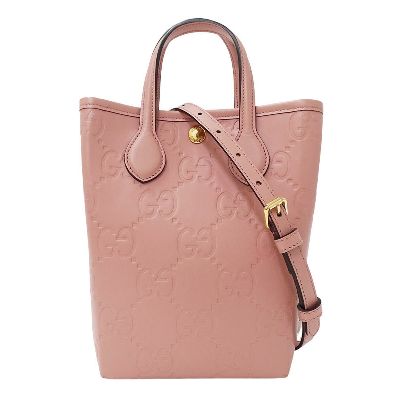 Gucci Handbag Shoulder Bag Gg Leather: Gucci Handbag Shoulder Bag Gg Leather Pink GG leather shoulder bag from Gucci, featuring a 24cm handle and adjustable strap length of 95cm-110cm. Made from high-quality GG leather, this stylish bag