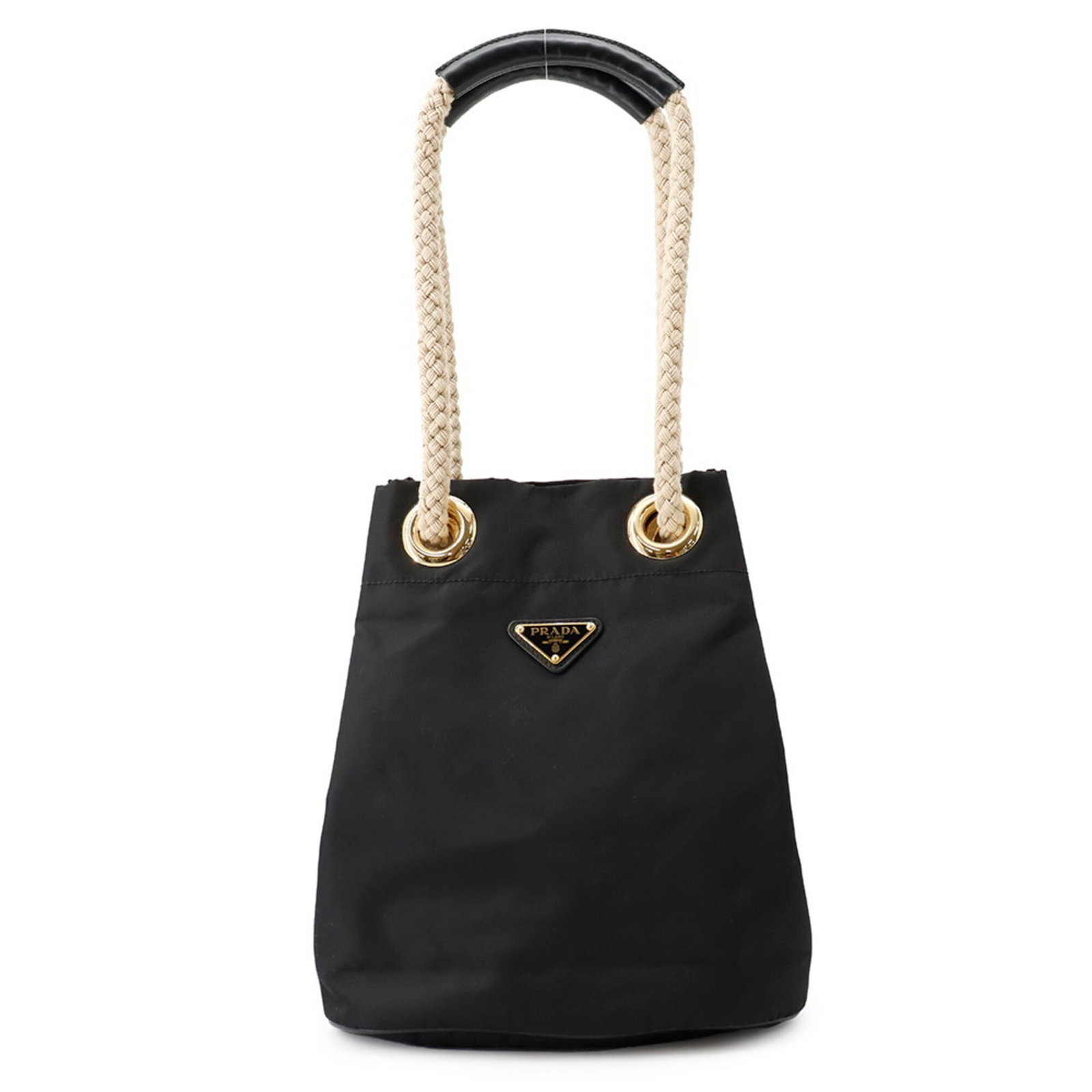 Shoulder Bag Nylon Handbag Prada: Shoulder Bag Nylon Handbag Prada Prada's Nylon Shoulder Bag is crafted from high-quality nylon, featuring a sleek black design with gold hardware. Measuring 27cm x 23cm x 15cm, this stylish bag