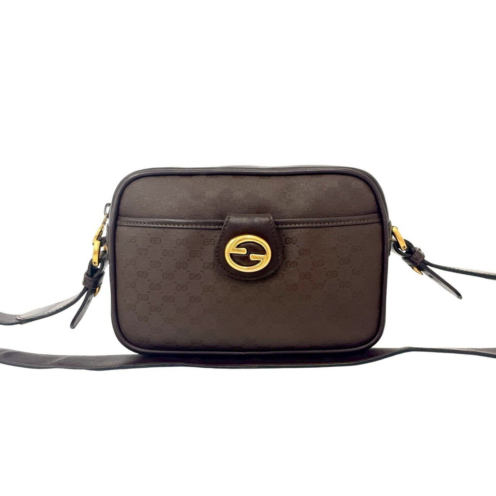Shoulder Bag Leather Pvc Gucci Pochette: Shoulder Bag Leather Pvc Gucci Pochette Brown Leather Pvc Gucci Pochette - 14cm x 21cm x 5cm. This Gucci shoulder bag features a combination of leather and PVC materials, offering a unique blend of te