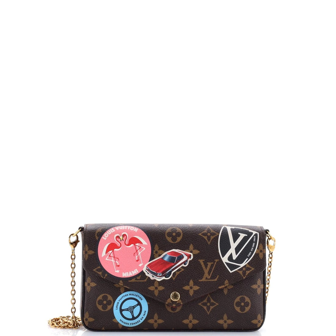 Canvas Monogram Limited Edition Pochette Felicie Vuitton Louis: Canvas Monogram Limited Edition Pochette Felicie Vuitton Louis Canvas Monogram Limited Edition Pochette Felicie Vuitton Louis features a classic brown canvas exterior with a distinctive red interior