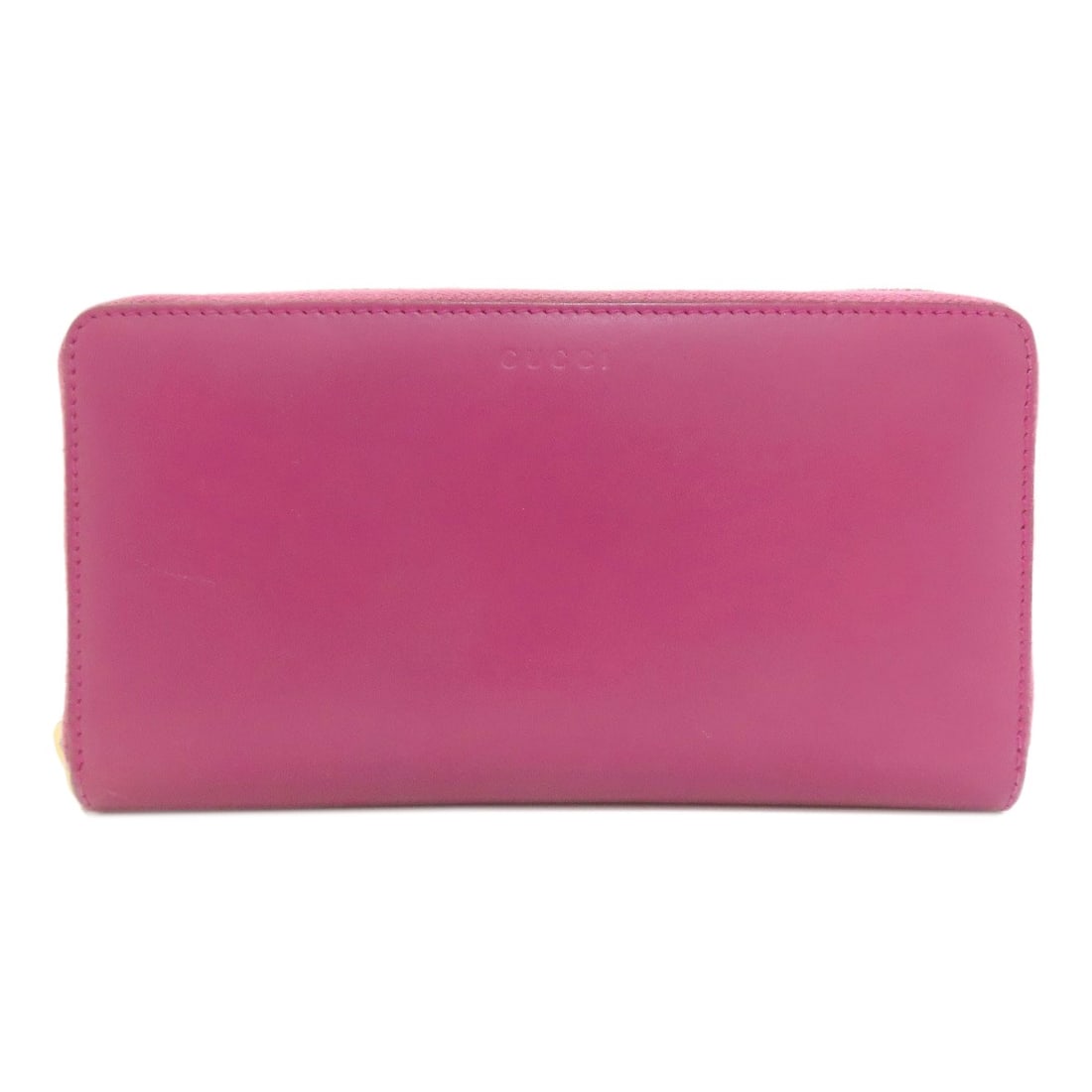 Gucci 410102 Logo Long Wallet (With Coin Pocket) Leather: Gucci 410102 Logo Long Wallet (With Coin Pocket) Leather Pink leather long wallet with coin pocket from Gucci, featuring a signature. This style boasts a classic design with a signature touch. The pin