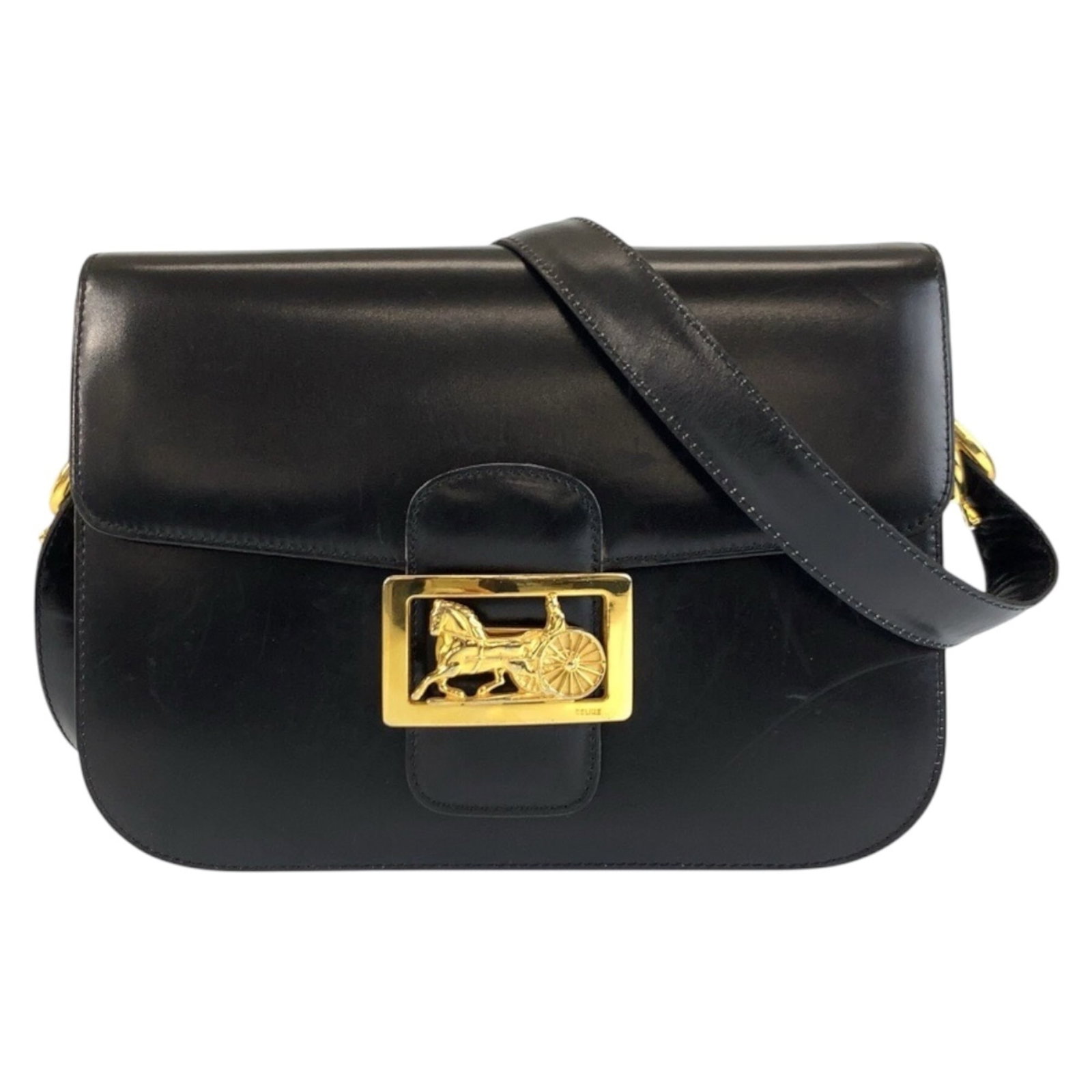 Celine Leather Shoulder Bag Pochette: Celine Leather Shoulder Bag Pochette Black Celine leather pochette with a classic design, measuring 18cm x 24cm x 5cm. This shoulder bag features high-quality leather construction and a timeless