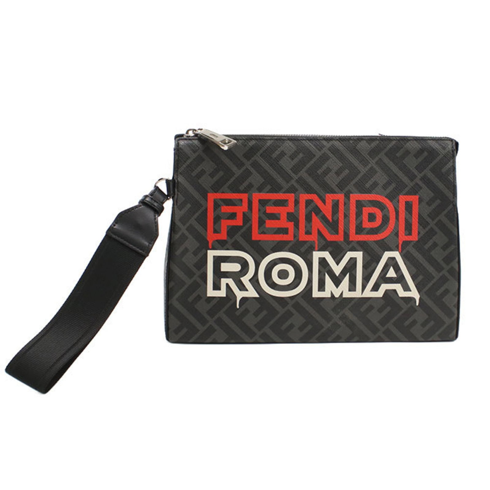 Clutch Bag Pvc Fendi: Clutch Bag Pvc Fendi This Fendi clutch bag is made from PVC and features a sleek black design with silver hardware. Measuring 18.5cm x 27cm x 4.5cm, it has a compact size that makes it easy to carry.