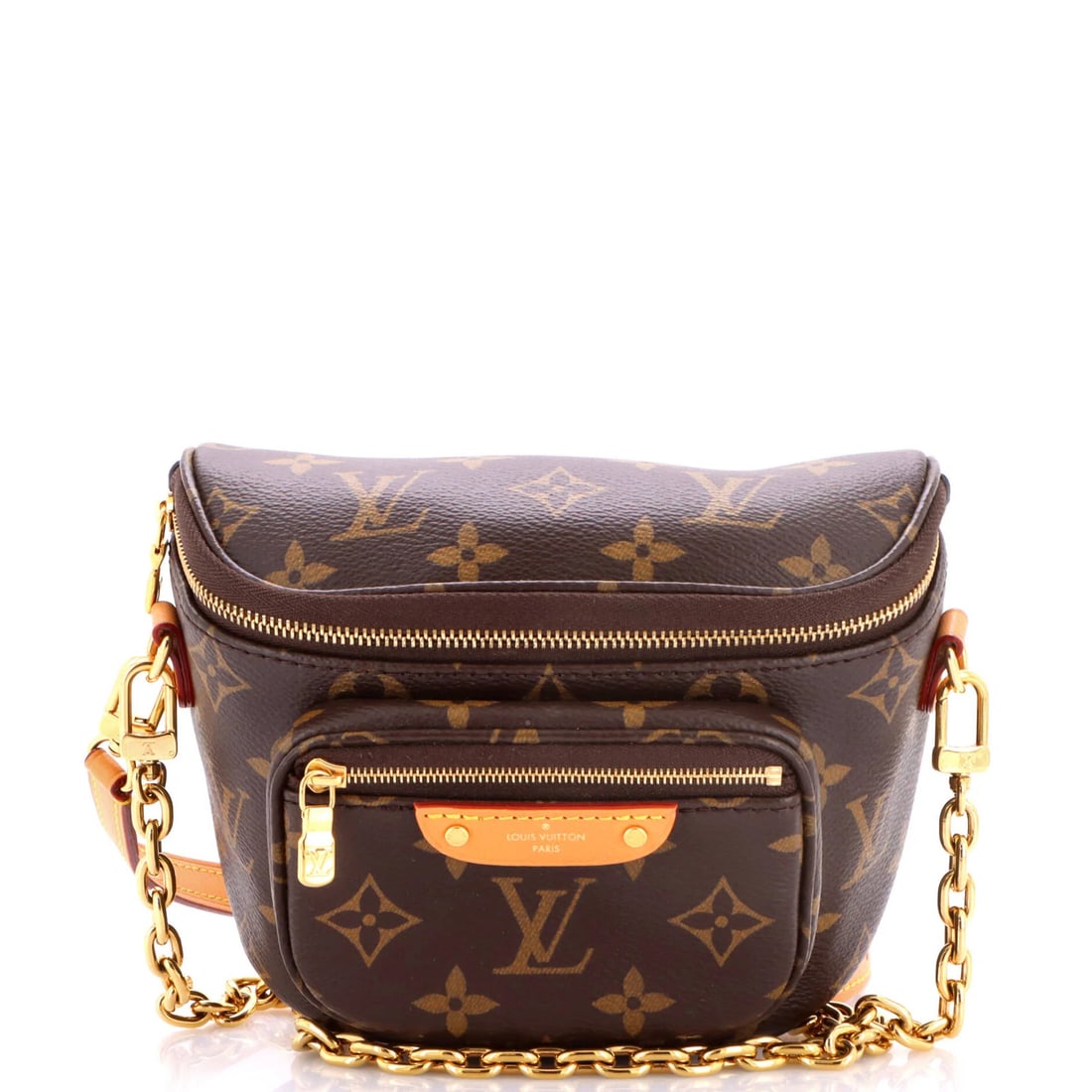 Mini Canvas Monogram Bum Bag Louis Vuitton: Mini Canvas Monogram Bum Bag Louis Vuitton Mini Canvas Monogram Bum Bag in Brown with Gold Hardware, featuring a classic Louis Vuitton design and a spacious interior. This mini canvas bum bag boasts a
