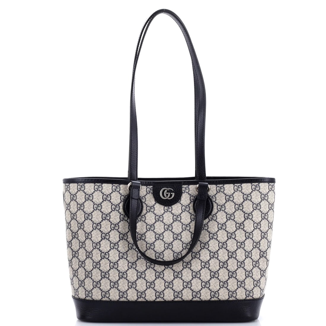 Gucci Ophidia Top Handle Shopping Tote GG Coated Canvas Leather Small: Gucci Ophidia Top Handle Shopping Tote GG Coated Canvas Leather Small The Gucci Ophidia Top Handle Shopping Tote in blue features a canvas coated leather exterior with a small size, perfect for carryi