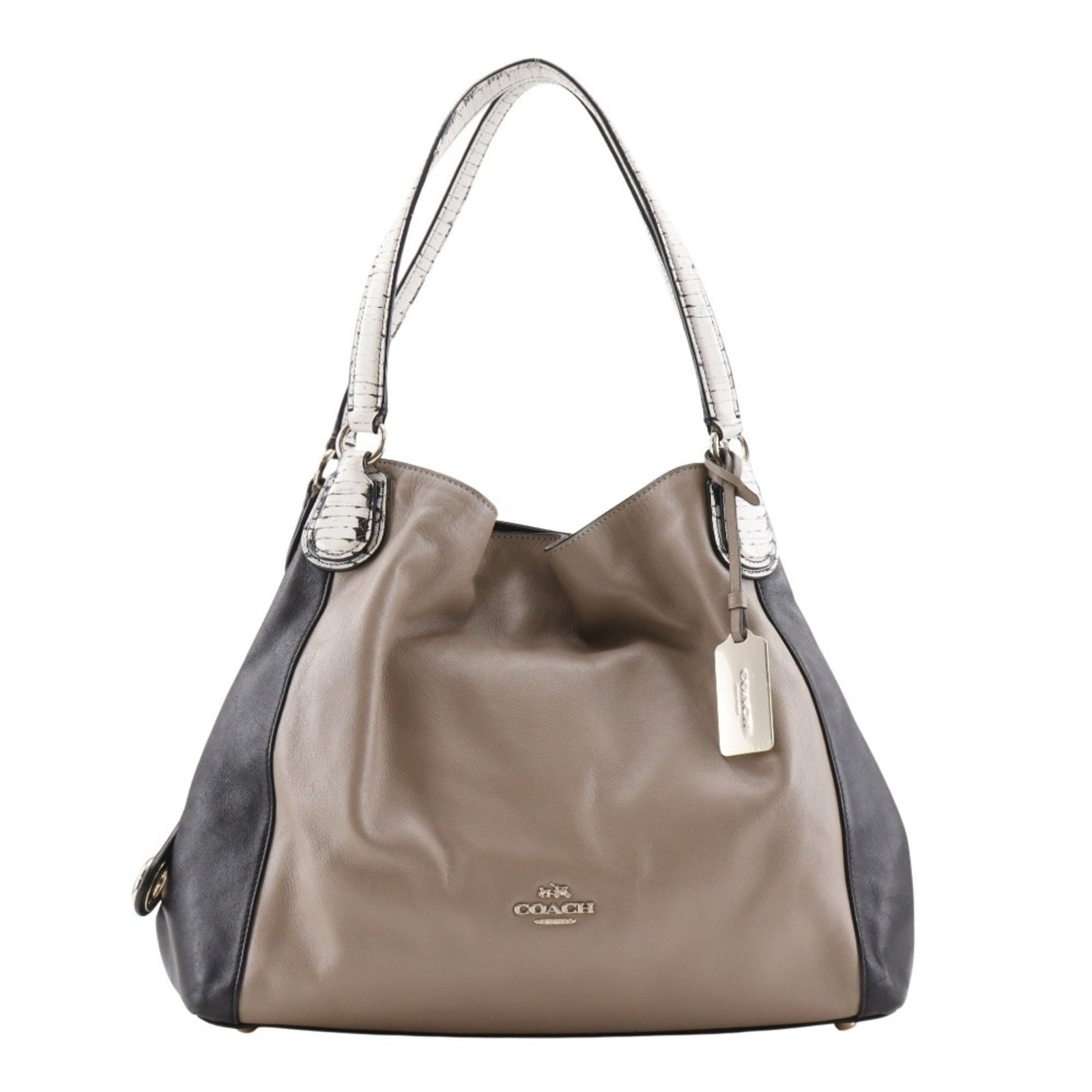 Coach Tote Bag Leather: Coach Tote Bag Leather Coach Tote Bag Leather is a high-quality, all-leather tote bag in beige and black, measuring 26cm x 31cm x 11cm. The bag comes with a dust bag for added protection, making it a 