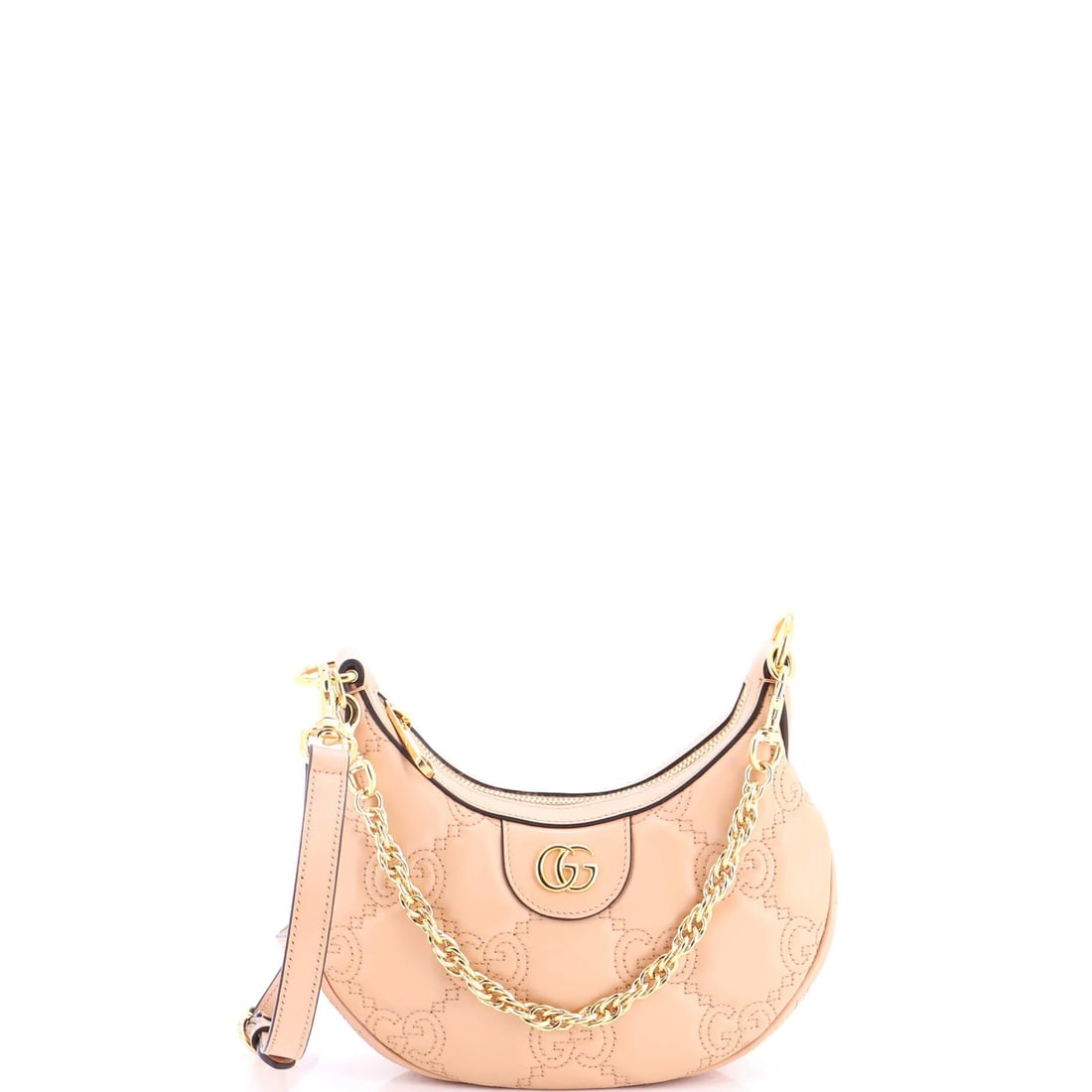Gucci Chain Matelasse Leather Shoulder Bag Mini: Gucci Chain Matelasse Leather Shoulder Bag Mini Miniature in size, this Gucci Chain Matelasse Leather Shoulder Bag is a compact and stylish accessory. Featuring a neutral exterior and gold hardware, i