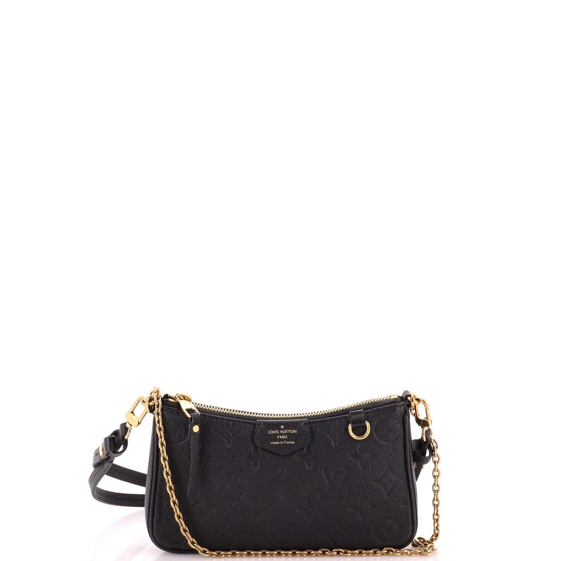 Louis Vuitton Easy Pouch on Strap Monogram Empreinte Leather: Louis Vuitton Easy Pouch on Strap Monogram Empreinte Leather Black Louis Vuitton Easy Pouch on Strap Monogram Empreinte Leather shoulder bag features a sleek design with a 6" drop handle and 11" strap