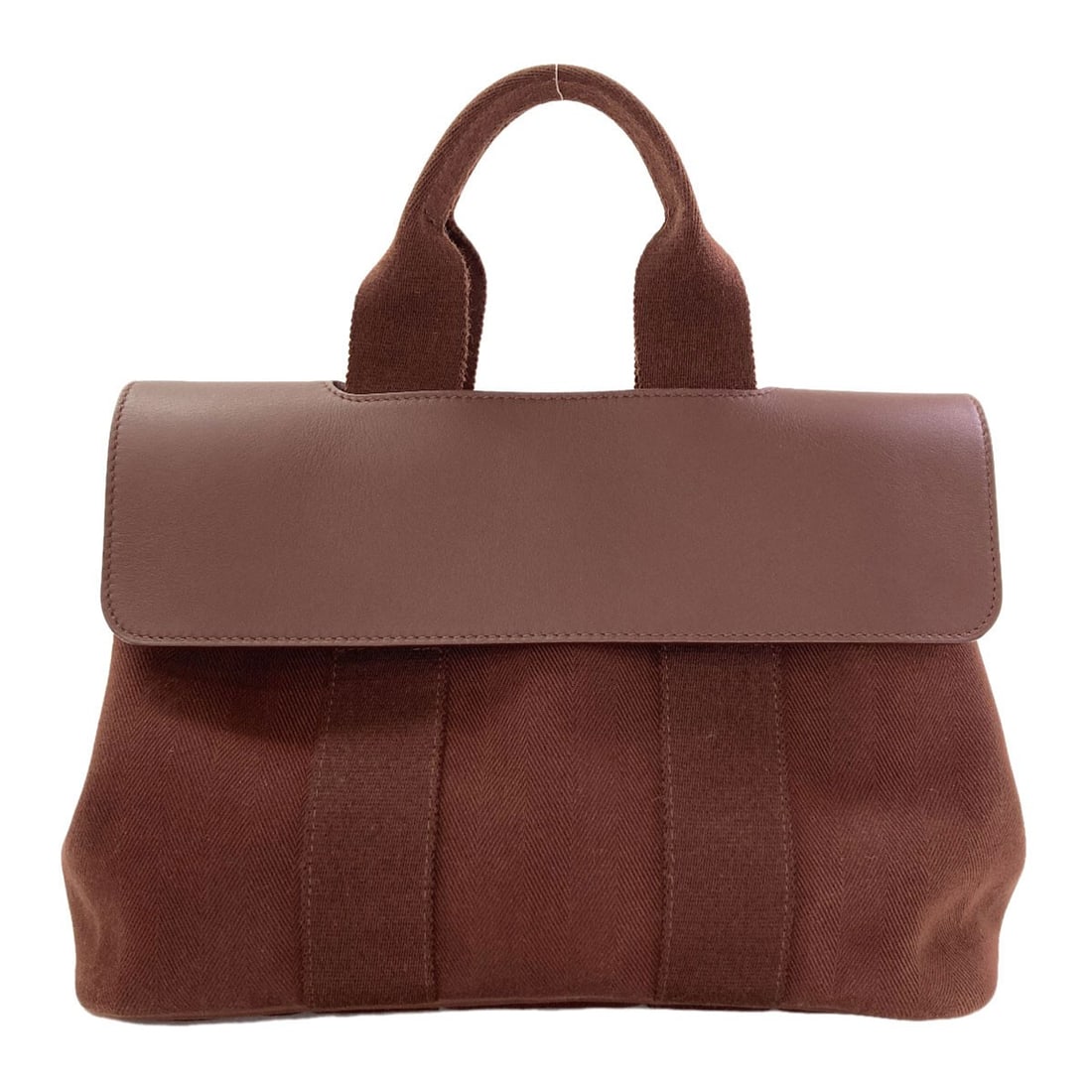 Handbag Silverhardware Canvas Hermes Valparaiso Pm: Handbag Silverhardware Canvas Hermes Valparaiso Pm Brown Canvas Handbag with Silver Hardware from Hermes Valparaiso Pm. This 8.9 inch tall, 5.7 inch deep bag features a distinctive silver hardware
