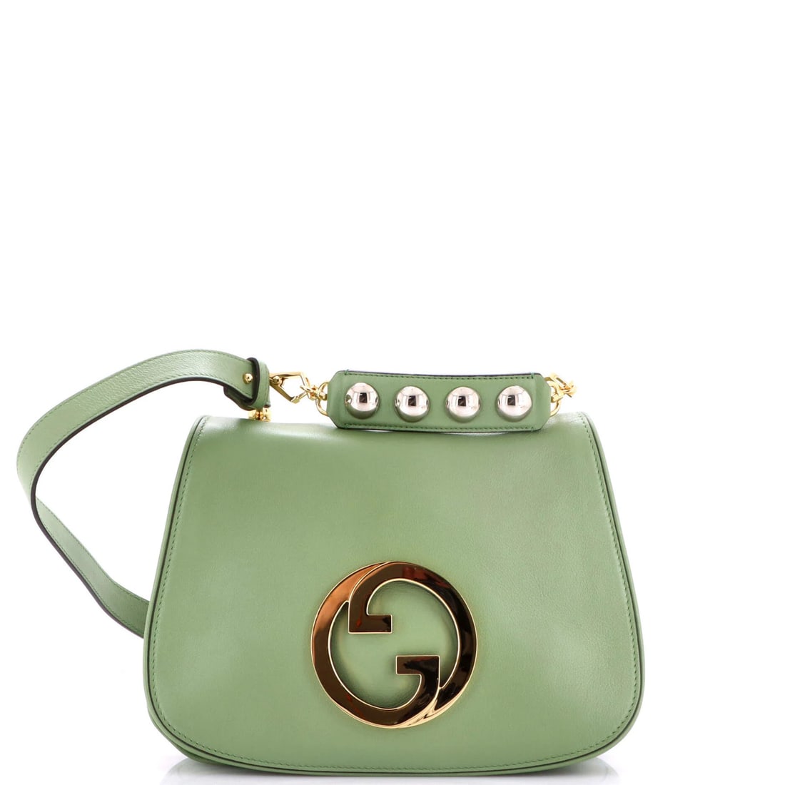 Blondie Medium Leather Gucci Bag NM Handle: Blondie Medium Leather Gucci Bag NM Handle The Blondie Medium Leather Gucci Bag is a stylish cross body bag with a green exterior and interior, featuring gold hardware. Measuring 8" tall, 12" wide,