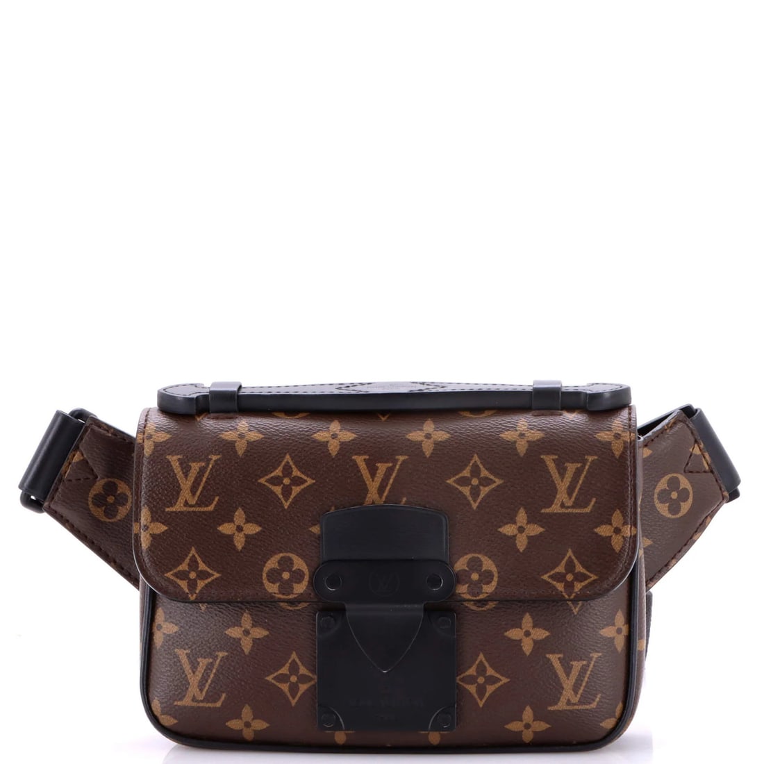 S Lock Sling Bag Louis Vuitton Macassar Monogram Canvas: S Lock Sling Bag Louis Vuitton Macassar Monogram Canvas Brown S Lock Sling Bag with Macassar Monogram Canvas exterior, featuring a canvas-coated design and black hardware. The bag measures 6" tall,