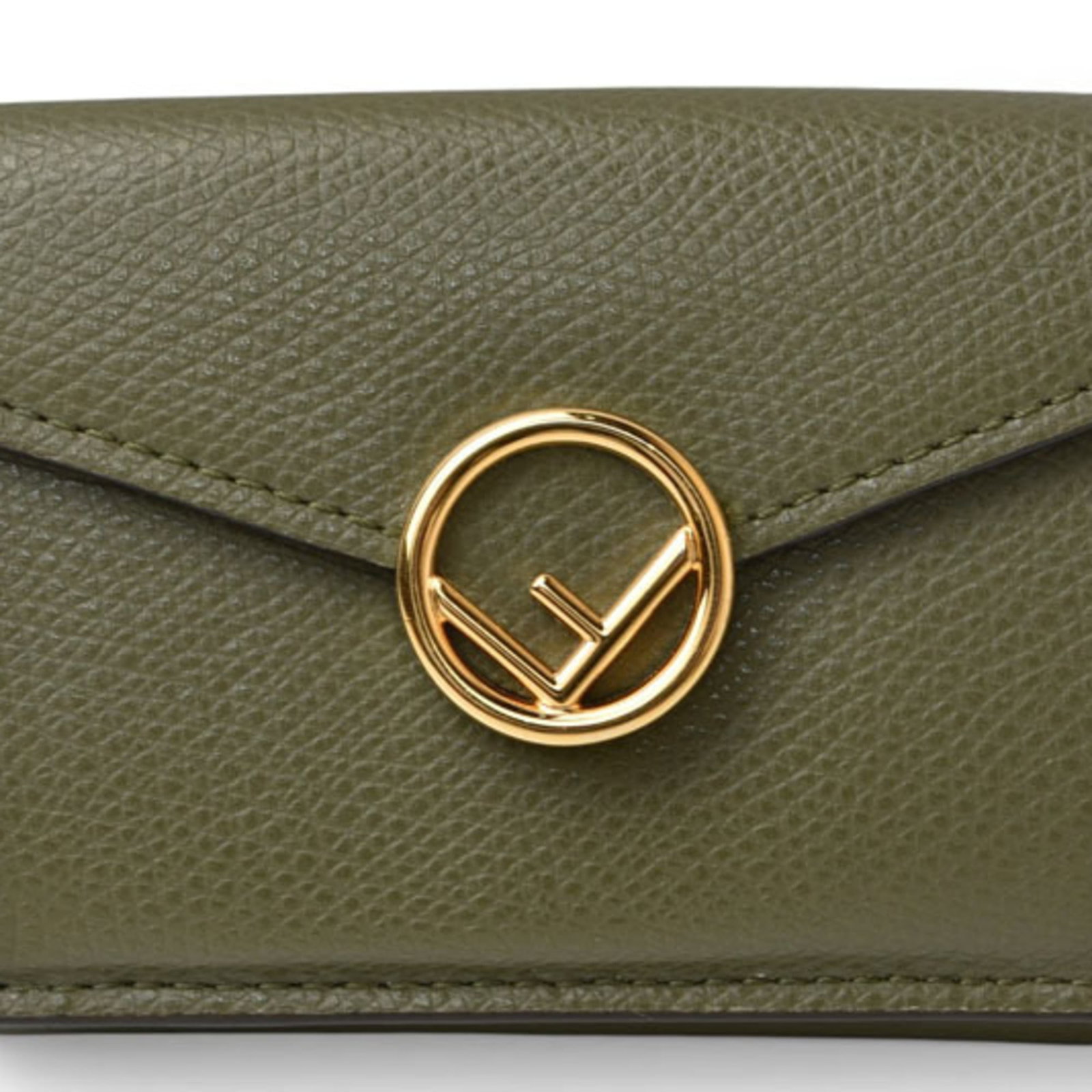 Fendi Wallet (Tri-Fold) Leather: Fendi Wallet (Tri-Fold) Leather Fendi's tri-fold leather wallet is a stylish accessory with a classic design, featuring a khaki color and snap fastener closure. Made from high-quality leather, this wa