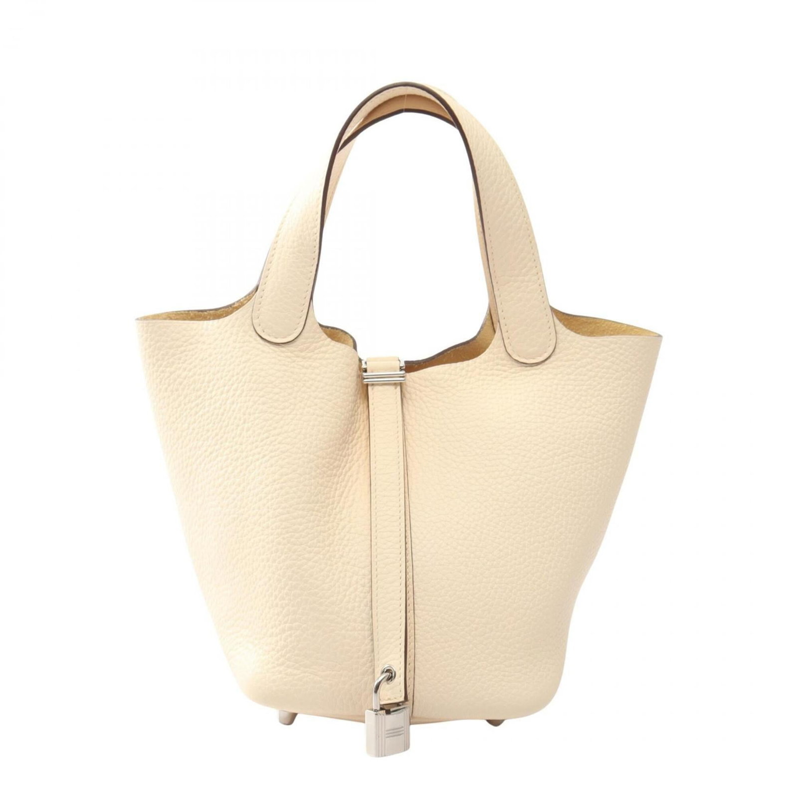 Clemence Leather Handbag Taurillon Hermes: Clemence Leather Handbag Taurillon Hermes Taurillon clemence leather handbag from Hermes, featuring a white color and dimensions of 18.5cm x 19cm x 13.5cm. This handbag boasts a classic design with a
