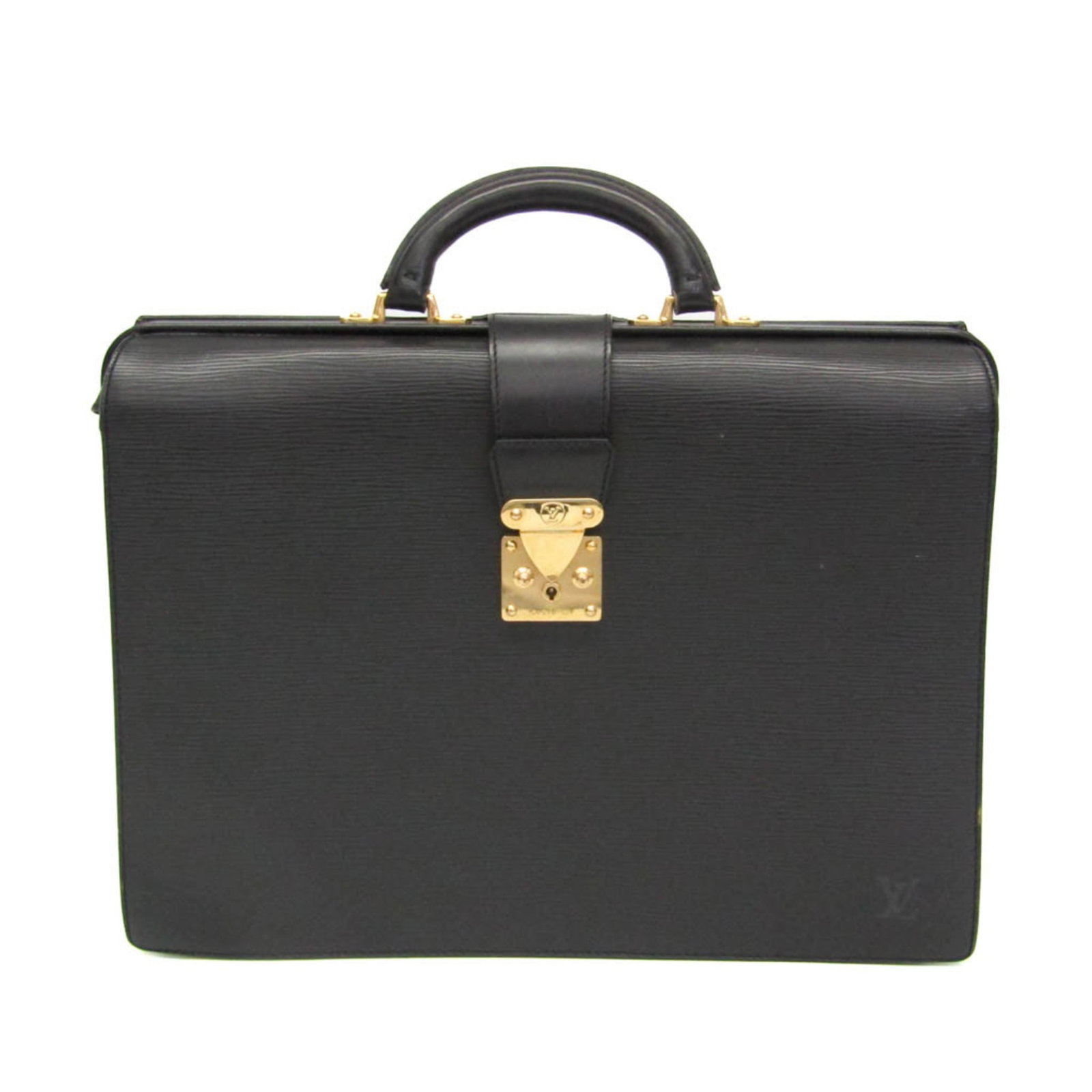 Epi Leather Louis Vuitton Briefcase: Epi Leather Louis Vuitton Briefcase The Epi Leather Louis Vuitton Briefcase boasts sleek black Epi leather, gold hardware, and a slide lock closure, making it a stylish and functional accessory. With