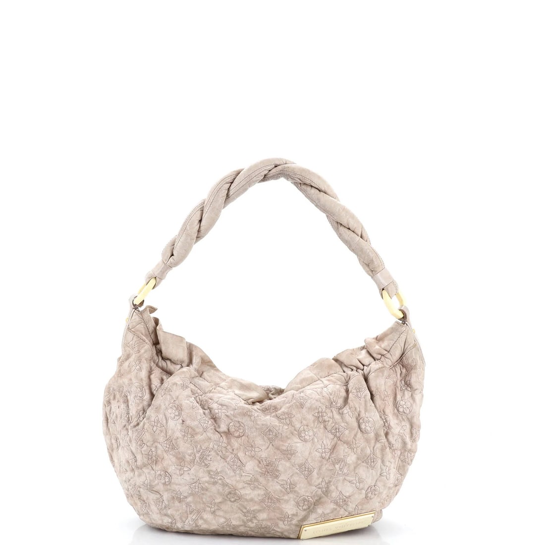 Limited Edition Louis Vuitton Monogram Lambskin Handbag PM Olympe Nimbus: Limited Edition Louis Vuitton Monogram Lambskin Handbag PM Olympe Nimbus Neutral-colored lambskin exterior, iconic Monogram pattern, and gold hardware define this Limited Edition Louis Vuitton Olympe