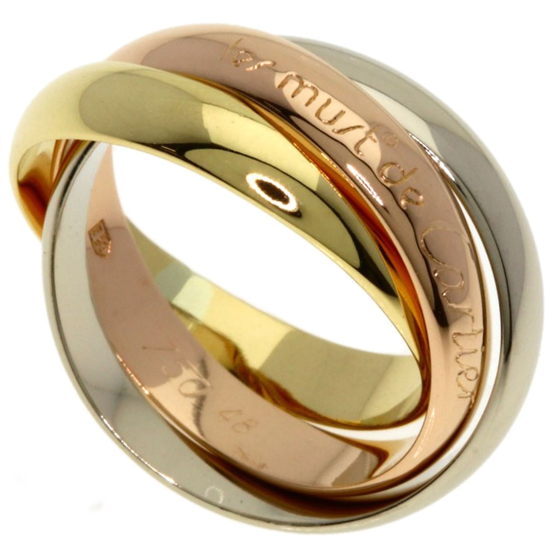 Yellow Gold K18 White Gold K18 Trinity Cartier Ring #48: Yellow Gold K18 White Gold K18 Trinity Cartier Ring #48 K18 White Gold K18 Trinity Cartier Ring #48 boasts a striking yellow gold finish, showcasing the intricate craftsmanship of Cartier's renowned e