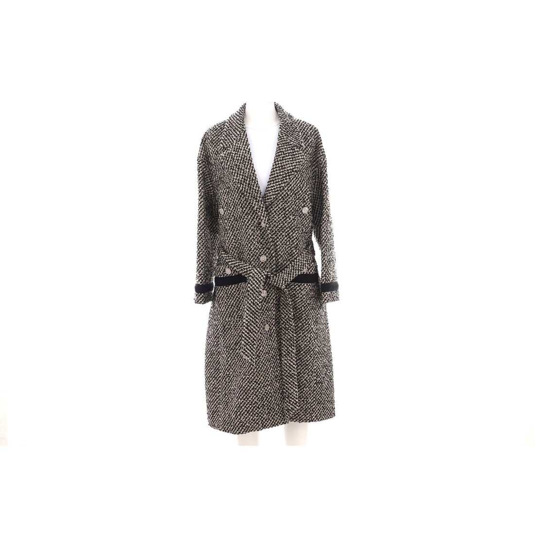 Women's Long Coat Belted Button Up Gucci Tweed (1 of 6)